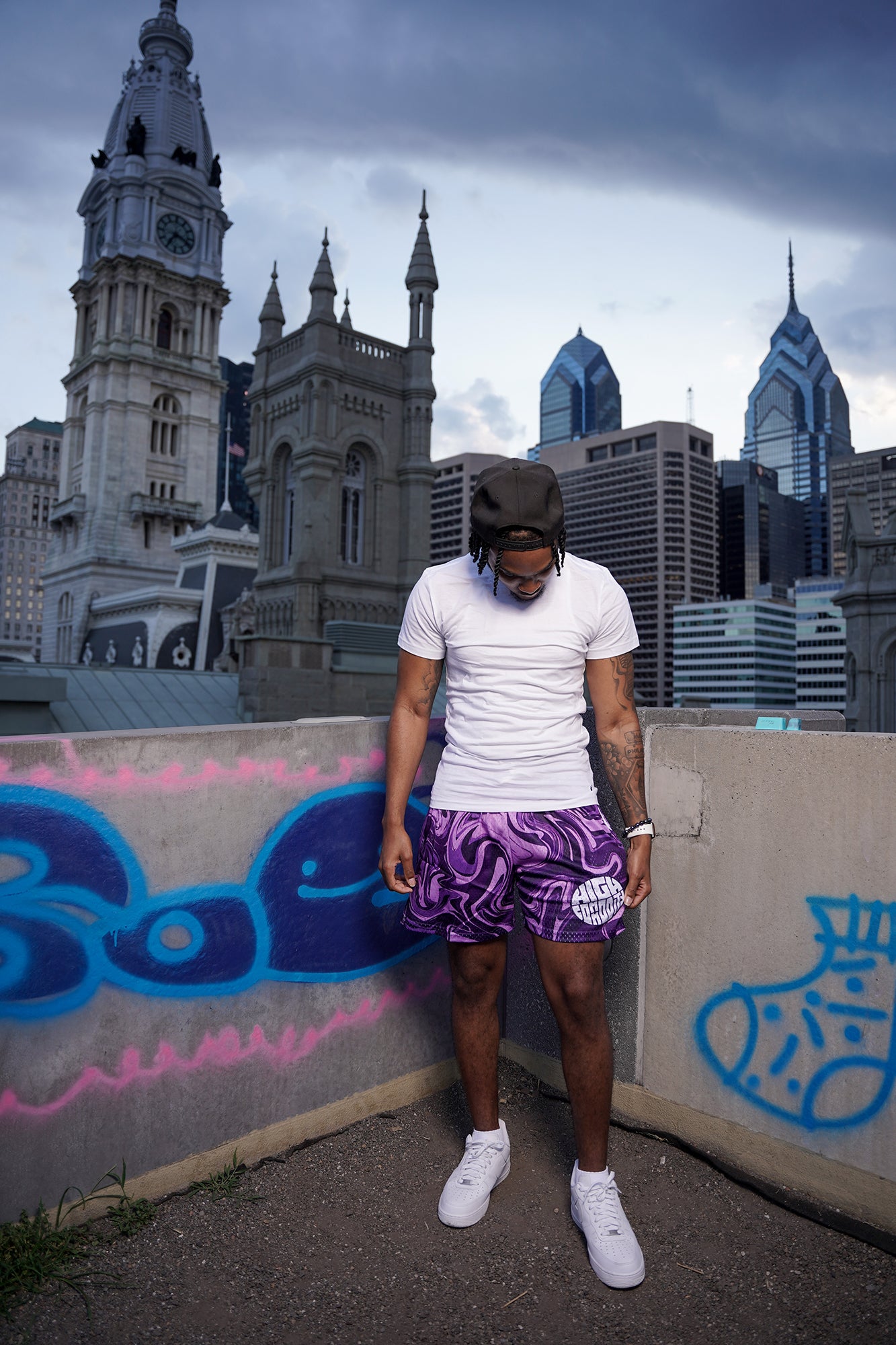 Purple Wavy Shorts