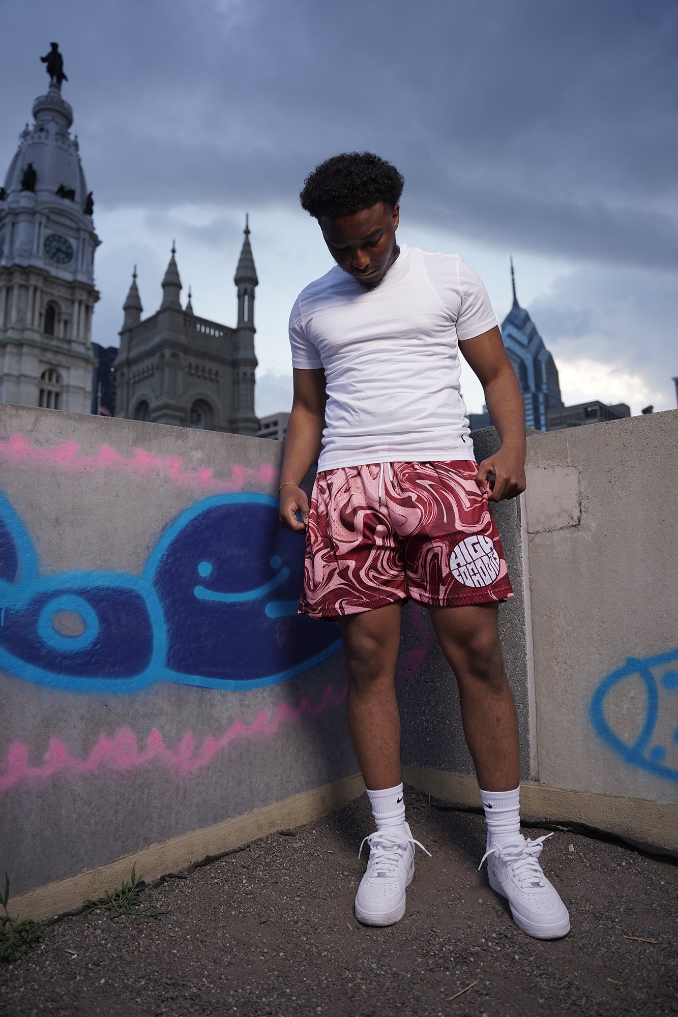 Red Wavy Shorts