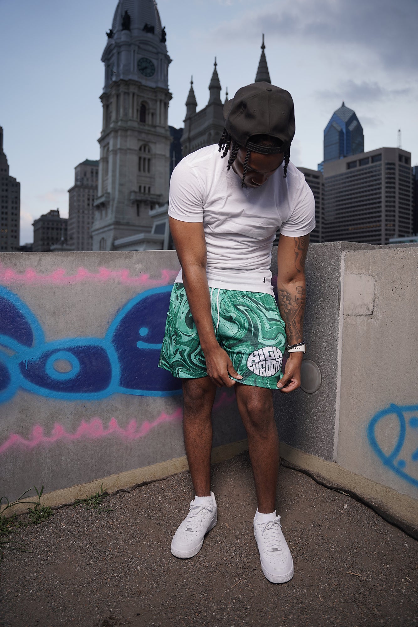 Green Wavy Shorts